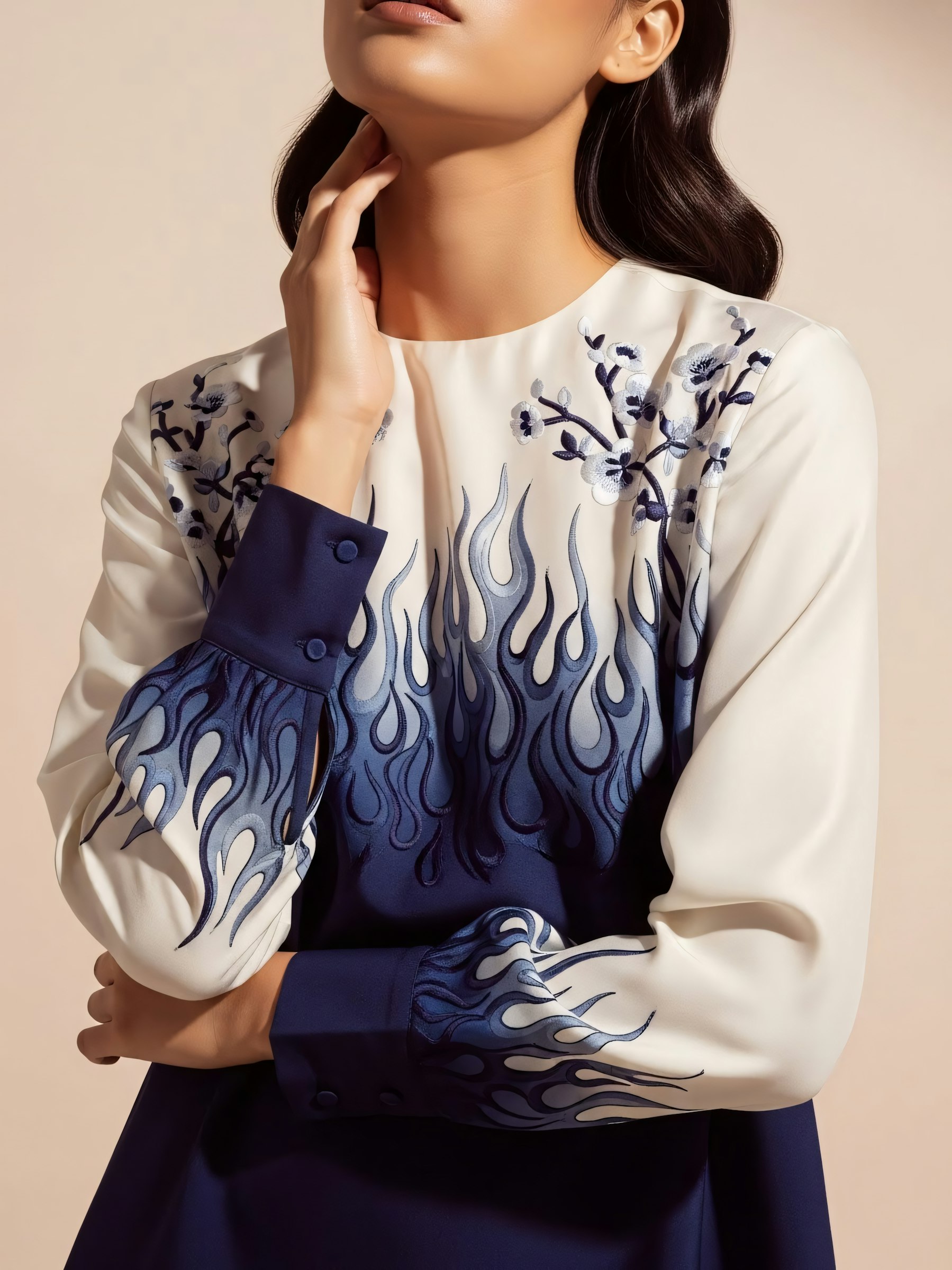 Close detail of embroidered blouse cuff