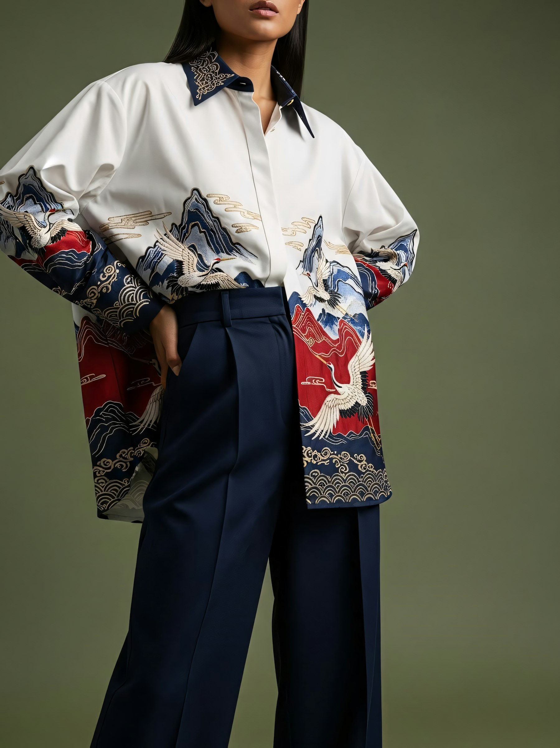 Crane Print Shirt